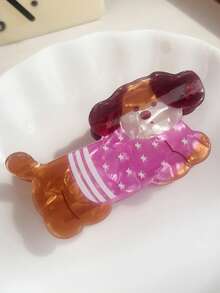 可爱腊肠犬造型发夹，亚克力动物造型发饰，适合女性和女孩，甜美卡通小狗发饰 - 彩色 - 查看 8