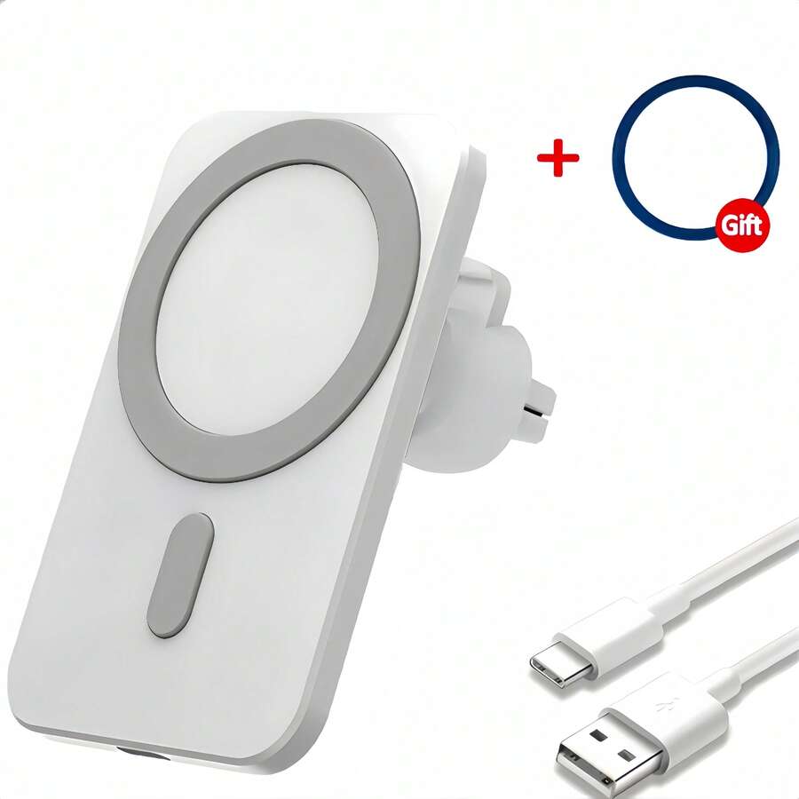 15W磁吸式无线车载充电器，升级强磁设计，兼容苹果无线充电手机，适用于 12/12 Pro Max/12/15/13 Mini/13 Pro/13 Pro Max/14 Pro Max的车载支架