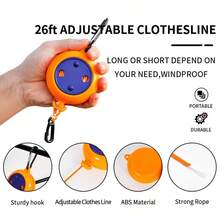 1 pieza Cuerda de tender ropa antideslizante y reforzada, cuerda de secado al aire libre a prueba de viento sin necesidad de perforar, adecuada para azoteas, longitud ajustable y retráctil, resistente y de alta capacidad de carga, apta para secar ropa en casa, viajes al aire libre, tendederos en azoteas, viviendas de alquiler, viajes, campamentos - Multicolor - Ver 10