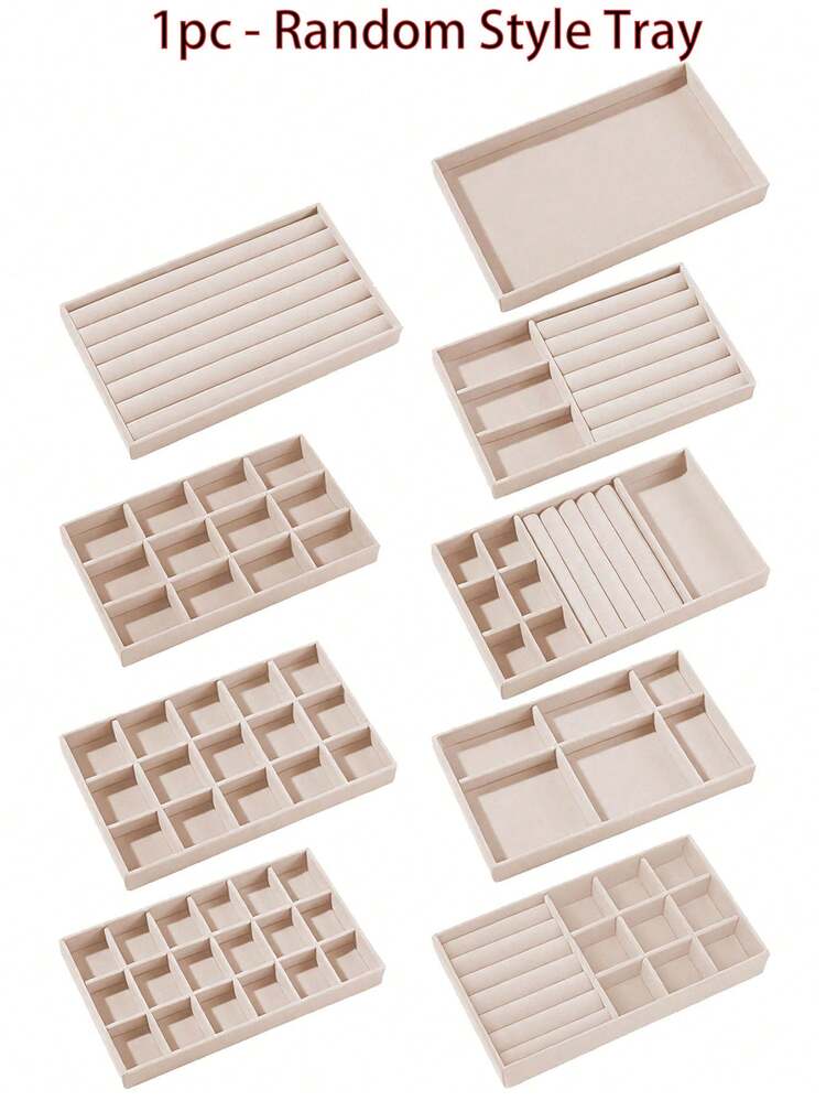 1个胡桃木首饰托盘，天鹅绒首饰收纳盒，女士首饰盒，项链戒指耳环展示托盘，大容量首饰架，适用于项链、手链、戒指、耳环、口红和其他配饰，送给女孩的礼物，旅行礼物 - 彩色 - 查看 16