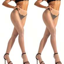2Pairs Women'S High Elasticity Fishnet Seamless Tight, Nude, Medium. - Apricot - View 4