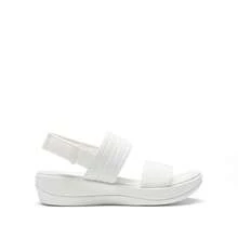 Women Low Wedge Walking Sandals 1.5-Inch Wedge Heel Lightweight Soft Footbed Flat Sandals Comfortable Indoor Outdoor EVA Outsole Shoes - 白色 - 查看 3