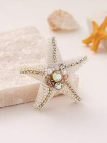 1pc Handmade Beaded Starfish Brooch, Bohemian Ocean Style, Suitable For Women's Daily, Beach, Vacation Casual Wear. Handmade Shape And Color May Vary Slightly. - Starfish - View 15