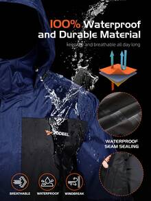 RODEEL Men's Fishing Windproof Raincoat, Breathable Quick-Dry Design With Multiple Pockets, Adjustable Cuffs, Ideal For Outdoor Enthusiasts - Blue - View 5