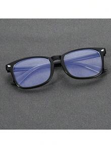 1pc Men's Geometric Frame Glasses, Modern Minimalist Design, Elegant Aesthetic, Transparent Lenses, Perfect Accessory For School And Daily Wear - Clear - View 2