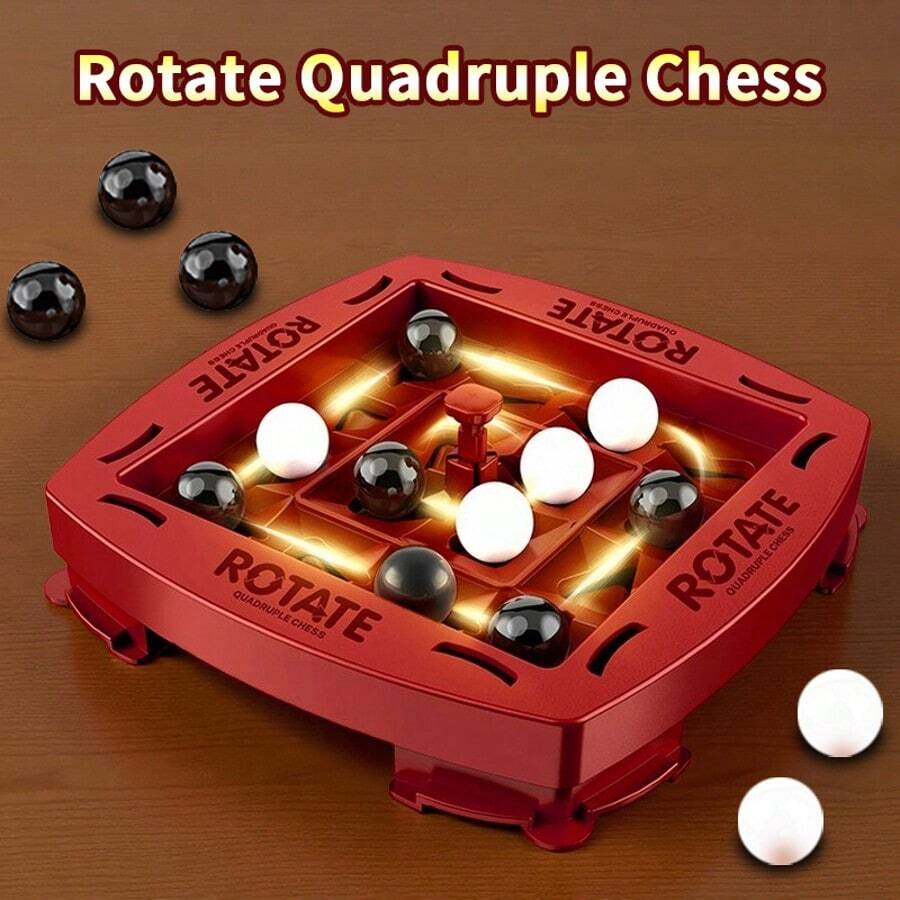 1件装旋转四子棋游戏，黑白旋转轨道四子棋游戏，多人互动桌面游戏，适合家庭聚会，儿童逻辑训练玩具，节日派对道具礼物
