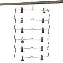 1PCS Clothes Hangers Multilayer Skirt Trouser Hanger For Pants Non Slip Metal Hanger Clips With 12 Clips Clothing Storage Rack Holder - Multicolor - View 6
