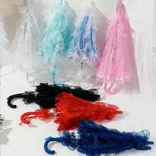 1把女士可爱甜美洛丽塔蕾丝边直柄伞，适合婚礼、动漫展、角色扮演等场合 - 彩色 - 查看 10