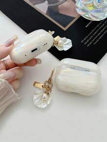 1个白色贝壳图案TPU防震耳机保护套，带仿珍珠贝壳吊坠，适用于苹果1/2、3/Pro/Pro2软壳耳机。 - 彩色 - 查看 6