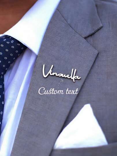 1 chiếc ghim cài áo bằng thép không gỉ khắc tên theo yêu cầu, ghim cài áo chữ ký viết tay cá nhân hóa, phù hợp với vest, áo khoác thể thao và làm quà tặng Ngày Valentine/Sinh nhật, dành cho cả nam và nữ.