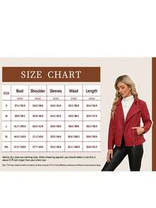 Giolshon Women's Fashion PU Leather Jacket - Casual Street Style Clothing For Spring And Autumn - 紅色 - 查看 9