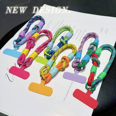 Colorful Braided Phone Lanyard, Creative Short Cord, Universal Card Holder, Fashionable Durable Rope, Ins Style