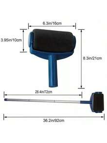 8pcs Stainless Steel Telescopic Handle Paint Roller Brush Set, 5-In-1 Multi-Function Wall Painting Tool Kit, 6" Roller Length, Suitable For Ceiling And High Walls - A - View 3