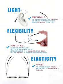 1PCElegant Semi-Rimless Metal Glasses For Women, Chain Link Temple Detail, Face Slimming Oval Frame, Office & Daily Wear - Silver - View 2