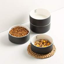 1个6.2英寸陶瓷宠物碗，带刻度线，黑色猫狗喂食碗，防滑平底水碗，适用于幼猫幼犬 - 300ml - 查看 8