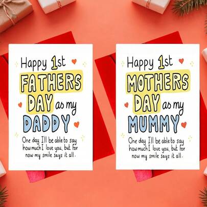 Tarjeta del Día del Padre/Día de la Madre para nuevo papá/mamá - "Feliz 1er Día del Padre como mi papi" "Feliz 1er Día de la Madre como mi mami" Tarjeta de felicitación, Tarjeta única del primer día de la paternidad/maternidad, Tarjeta de celebración del mejor papá/mejor mamá, Tarjeta de regalo del Día del Padre/Día de la Madre