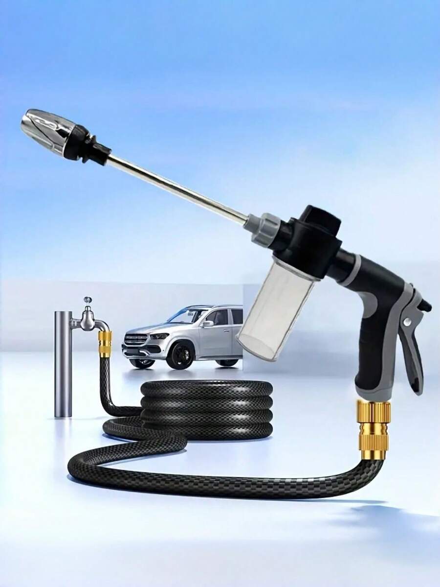 High Pressure Spray Gun, Telescopic Metal Shaft, Rubber Grip Handle, Home Car Washing Tool - A - View 1