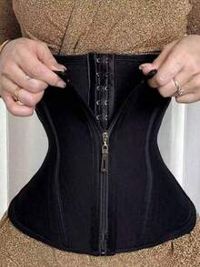 1pc Women's Fitness Shapewear, Black Waist Trainer Belt, Waist & Trainer Compression Band, Postpartum Slimming Waist Cincher, Minimalist Design, Breathable Mesh Material - Black - View 7