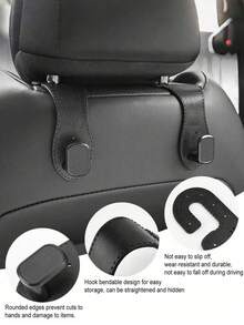 Rubber Leather Car Seat Back Hidden Metal Hooks, Suitable For All Vehicle Models - A - View 5
