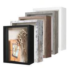 Wandmontierte Aufbewahrungsbox aus Holz für getrocknete Blumen, Retro-Tisch-Pflanzenpräsentationsbox - Schwarz - Übersicht 2