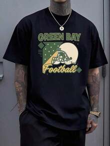 Camiseta de moda de nueva temporada de primavera y verano para la calle 100% Algodón - Green Bay  S-XXXL Camiseta del equipo de fútbol Green Bay , Camiseta con estampado gráfico de los Green Bay , Camiseta deportiva de ocio para hombres y mujeres, Camiseta con diseño único de los Green Bay Football, Unisex para adultos, Regalo para fans. - Negro 7 - Ver 6