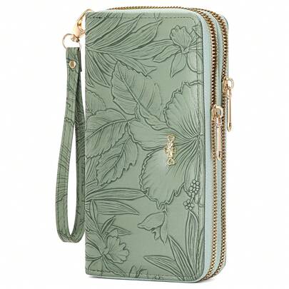 New Women's Long Zipper Wallet With Anti-Theft Function, Printed Design, Comes With Wrist Strap And Handbag For Women Wallet Purse Wallet Long Wallet Wristlet Wallet Travel Essential Summer Wallet Cute Wallet