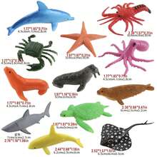 6件套随机海洋动物玩具套装：迷你海洋生物玩偶，益智圣诞礼物，逼真的鲸鱼、海狮、鲨鱼、海龟、海马等。 - 彩色 - 查看 6