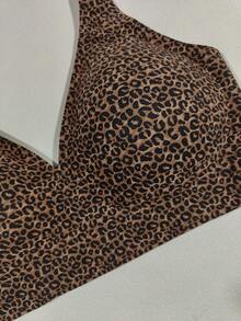 Áo ngực nữ kiểu dáng giản dị, thoải mái, tối giản, họa tiết da báo, chất liệu vải dệt kim co giãn cao, thoáng khí, gợi cảm, thanh lịch kiểu Pháp, không gọng, thoải mái, đa năng, không bị chảy xệ, nâng đỡ ngực. - Cà phê nâu - Xem 9