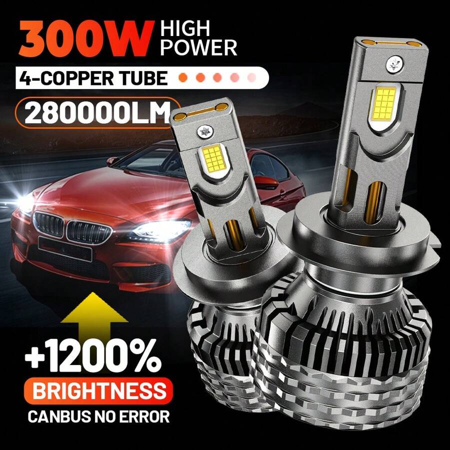 HYNBYZJ 2pcs H7 H4 LED Headlight Bulbs H1 H3 H9 H11 9005 HB3 9006 HB4 9012 H13 9008 9007 CANBUS 6000K Turbo Auto Headlamp Car Lights 12V - A - 查看 1
