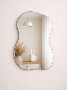 Organic Mirror 30x40 Cm Decorative Frameless Beveled For Bathroom, Living Room, Bedroom - Bạc - Xem 5