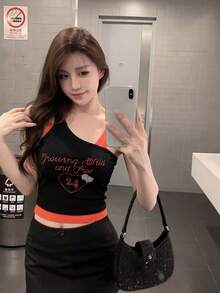 Sexy Backless Camisole Top With Chest Pads, Sleeveless Fitted Design - Black - View 6