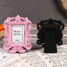 Square Wedding Photo Frame Retro Photo Frame Ornament ID Resin Photo Frame Baroque Photo Holder Frame Photo Prop Wedding Home Decor Gift - Multicolor - View 4