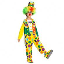 Trang phục chú hề Halloween cho trẻ em trai và gái, trang phục biểu diễn, tiệc sinh nhật, cosplay, phụ kiện không bao gồm tóc giả, mũi và giày. - màu đen - Xem 8