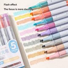 5Pcs Glitter Highlighter, Macaron Pastel Highlighter For Note Taking & Journaling - A - View 1