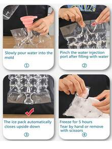 Molde de cubitos de hielo desechable de 24 rejillas, bolsa de hielo autosellante para hacer hielo, bandeja de cubitos de hielo de plástico para cócteles y DIY - Multicolor - Ver 5