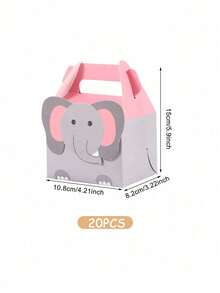 20/10Pcs Elephant Printed Gift Packaging Box Handheld Gift Box For Birthday,Gender Disclosure,Anniversary Party Return Gift Packing Boxes - Cartoon Packaging Box - View 4