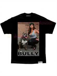 Plus Size-Funny Men's And Women's Round Neck T-Shirt Women's  Fashion T-Shirt,Casual Printed T-Shirt |   King Bully Brand Pain Pit Bull Homies Sexy DGA Angels Model T Shirt, Crew Neck, Medium Stretch Fabric, Geometric-Pattern With Applique, Perfect For All Seasons And Occasions, Loose Fit - màu đen - Xem 1