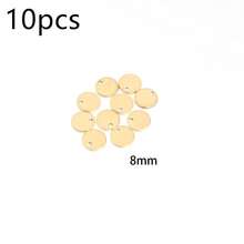 10 件/包圆形金色不锈钢 DIY 金属标签吊坠项链手链首饰，6-40 毫米电镀防过敏 DIY 配件 - 金色 - 查看 16