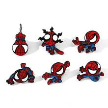 6 piezas de broches de metal esmaltado con temática de películas de acción, accesorios decorativos para ropa y bolsos - Araña - Ver 1