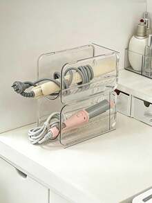 1pc/2pcs Desktop Transparent Storage Rack, Hair Dryer Holder, Transparent Acrylic Storage Rack, Stackable Curling Iron Holder, Suitable For Bathroom Vanity Storage, Can Store Hair Dryer, Curling Iron, Hair Styling Tools, Etc., Desktop Organizer Storage Rack.[Warm Reminder: Please Check The Clear Assembly And Installation Video On The Homepage. Thank You!] - Multicolor - View 5
