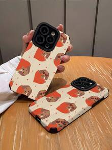 1个简约个性化爱心香肠狗条纹仿皮软壳手机保护套，适合作为礼物送给朋友和爱人，兼容 17/17 Air/17 Pro/17 Pro Max - 彩色 - 查看 2