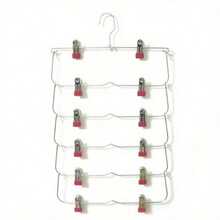 1PCS Clothes Hangers Multilayer Skirt Trouser Hanger For Pants Non Slip Metal Hanger Clips With 12 Clips Clothing Storage Rack Holder - Multicolor - View 9