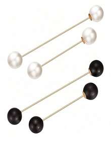 4pcs Sweater Shawl Pins With Faux Pearl Brooch, Women Cardigans Sweater Clips,Vintage Shirt Collar Clips, Clothing Accessories, Multiple Colors Dress Accessories Pin For Clothes Bag Charm School Office Accessories Shirts Jacket Jewelry Halloween Clothes Pin Funny Cute Teacher Gifts00 - Multicolor - View 9