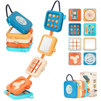 18+ Months Multifunctional Game Board, Suitable For Airplane And Car Travel, Montessori Busy Board Busy Cube Toy For 18+ Months Boys And Girls, Suitable For Easter Gift Basket Filler