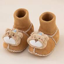 Infant Baby Booties Cute 3D Buny/Bear Doll Decor Non Slip Soft Indoor Crib Walking Socks - Nâu B - Xem 2