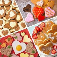 Bộ 6/10 khuôn cắt bánh hình trái tim - Khuôn bánh quy hình trái tim nhỏ bằng thép không gỉ, thích hợp cho Ngày Valentine, tiệc cưới - Có thể dùng để làm bánh mì kẹp, bánh quy, bánh bích quy. - Bạc - Xem 7