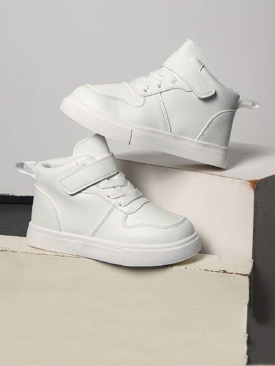 Children's Fashionable Casual Versatile New High-Top Canvas Sneakers, Fresh Style For Spring & Autumn - White - View 1