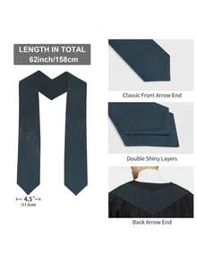 1PC Personalized Graduation Stoles, Custom Name & Photo Graduation Sash, Class Of 2026 Graduation Gifts - 62"X4.5" - Grey - View 3