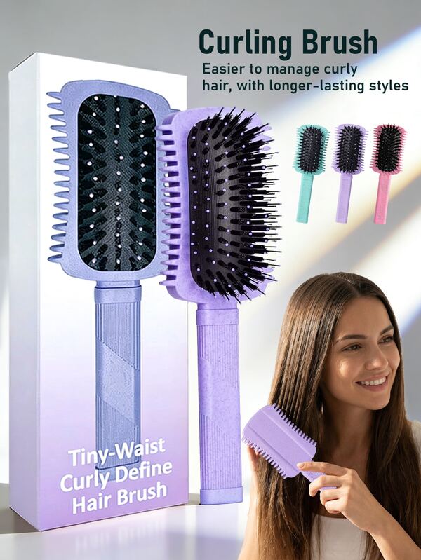 Cepillo para definir el cabello rizado, cepillo para definir el volumen y el rizo para desenredar, dar forma y peinar los rizos de las mujeres sin esfuerzo, reduce el tirón, diseño de borde eficaz, el borde lateral estrecho separa y da volumen a los mechones de rizo de manera eficiente, cepillo para el cabello para damas, productos para el cuidado del cabello, herramientas de peluquería, suministros de barbería, accesorios de barbería