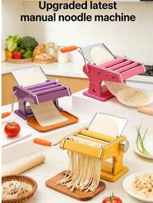 加厚齿轮手动意面机 | 六合一意面机，在家轻松制作劲道新鲜的面条/饺子皮/馄饨皮。升级加厚齿轮：这款手动意面机配备升级加厚齿轮，耐用性提升30%，擀面更轻松，不易打滑。六合一多功能：可制作圆面、宽面、细面、饺子皮、馄饨皮和包子皮，满足您所有自制意面的需求。 - 彩色 - 查看 1